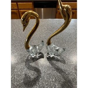 Vintage Gold Glass Swan Decoration